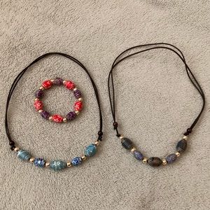 Kimono pattern necklace & bracelet set